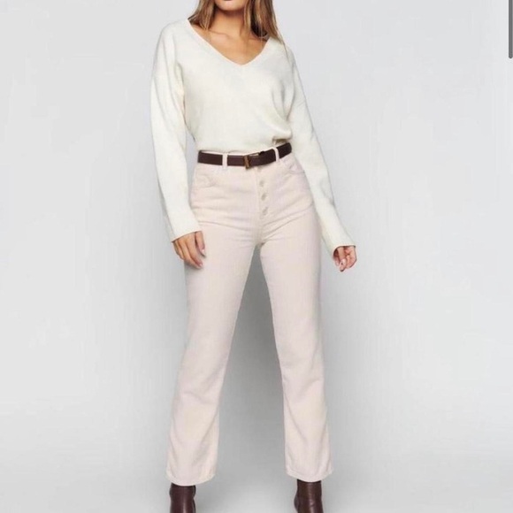 Reformation Pants - Reformation Cynthia Button Fly High Rise Straight Corduroy Pant